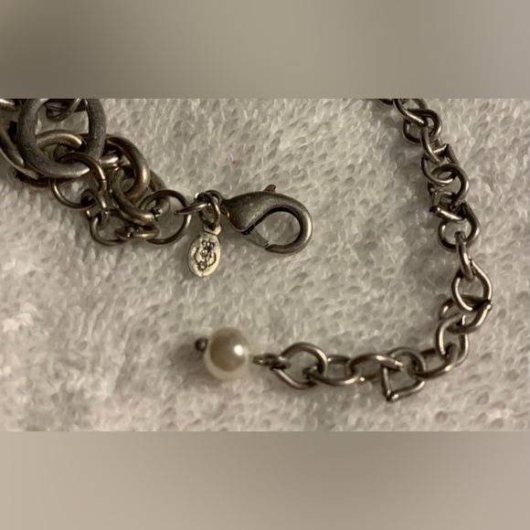 #J959  Premier Designs WHITE LINEN Mother of Pearl & Silver-tone Double Necklace - Picture 3 of 5